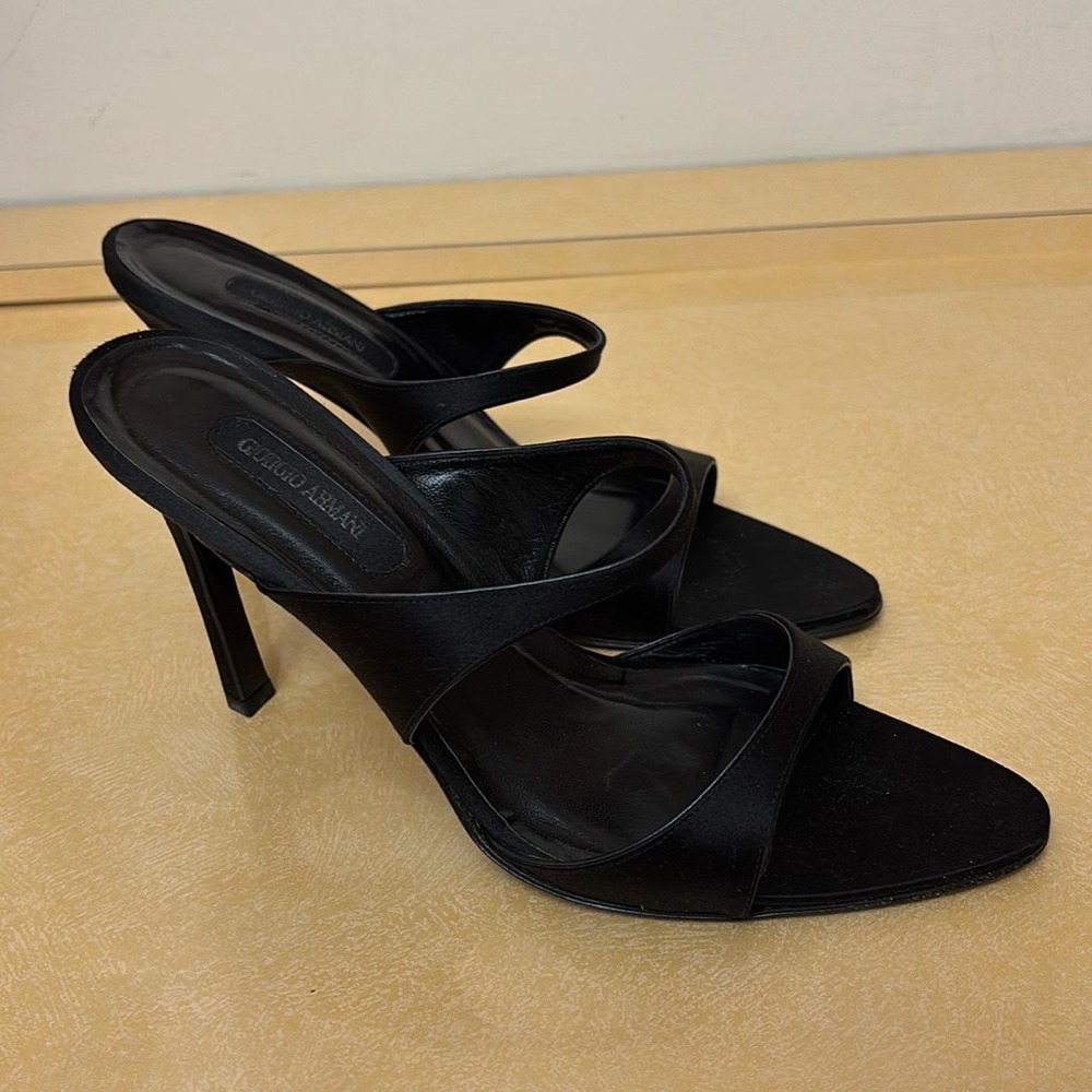 Giorgio Armani Black Open Toe Heels Size 41